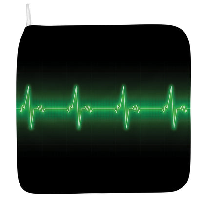 Green Heartbeat Print Hand Towel