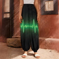 Green Heartbeat Print Harem Pants