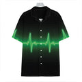 Green Heartbeat Print Hawaiian Shirt