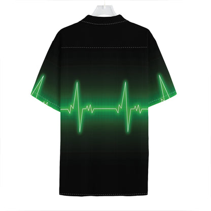 Green Heartbeat Print Hawaiian Shirt