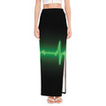 Green Heartbeat Print High Slit Maxi Skirt