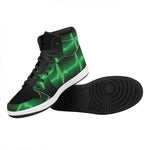 Green Heartbeat Print High Top Leather Sneakers