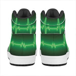 Green Heartbeat Print High Top Leather Sneakers