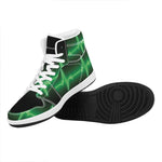 Green Heartbeat Print High Top Leather Sneakers