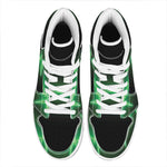 Green Heartbeat Print High Top Leather Sneakers