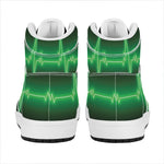 Green Heartbeat Print High Top Leather Sneakers