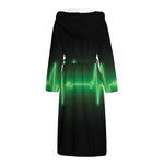 Green Heartbeat Print Hooded Bathrobe