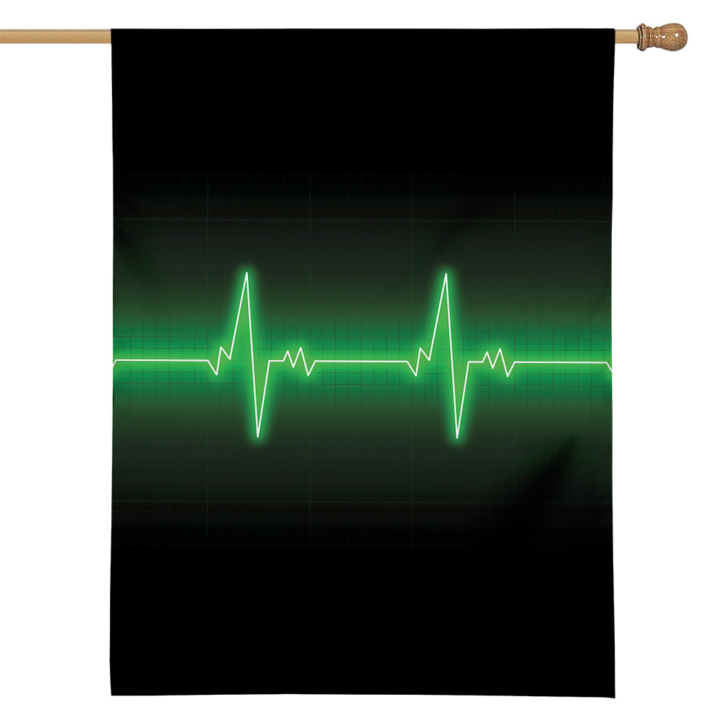 Green Heartbeat Print House Flag