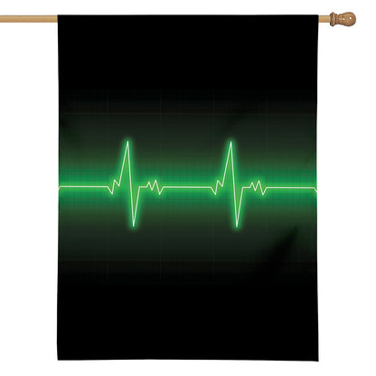 Green Heartbeat Print House Flag
