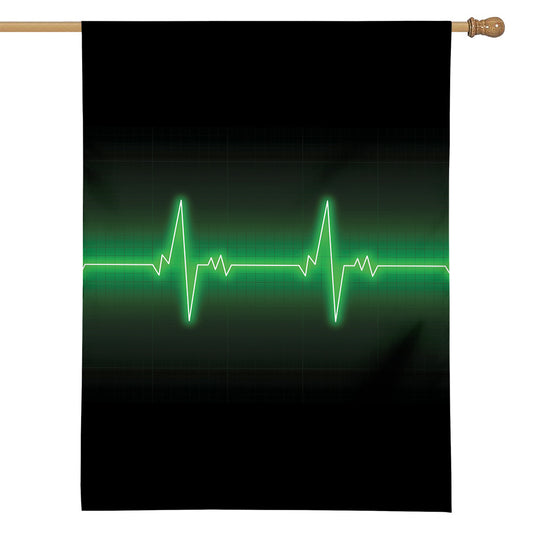 Green Heartbeat Print House Flag