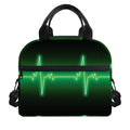 Green Heartbeat Print Insulated Lunch Bag