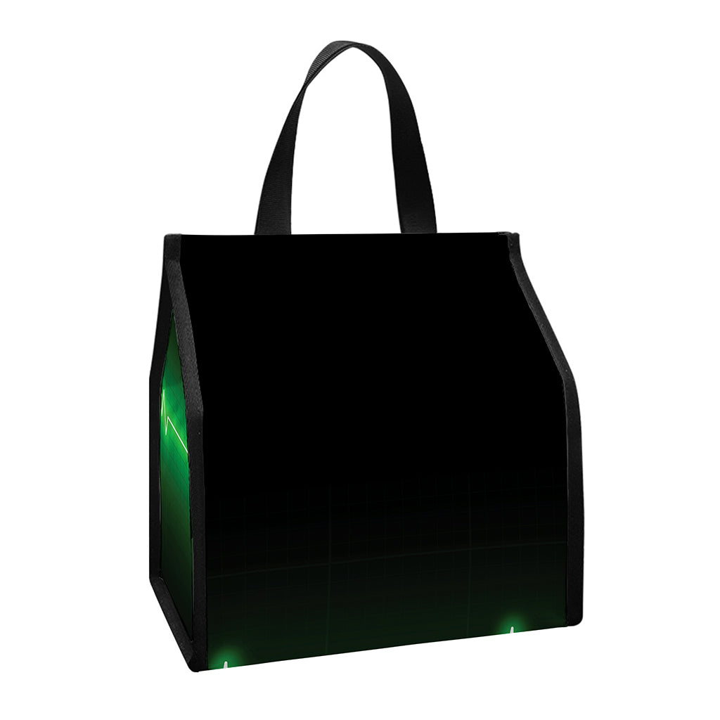 Green Heartbeat Print Insulated Lunch Tote