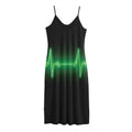 Green Heartbeat Print Jersey Midi Cami Dress
