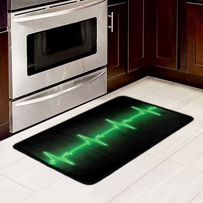 Green Heartbeat Print Kitchen Mat