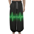 Green Heartbeat Print Lantern Pants