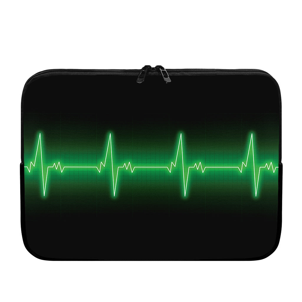 Green Heartbeat Print Laptop Sleeve
