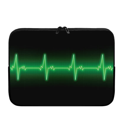 Green Heartbeat Print Laptop Sleeve