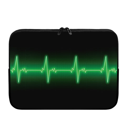 Green Heartbeat Print Laptop Sleeve