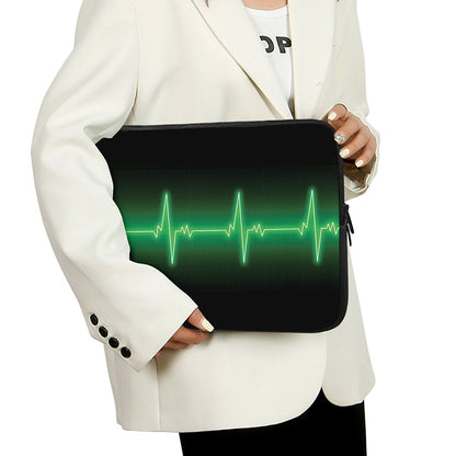Green Heartbeat Print Laptop Sleeve