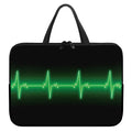 Green Heartbeat Print Laptop Sleeve With Handle