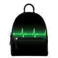 Green Heartbeat Print Leather Backpack