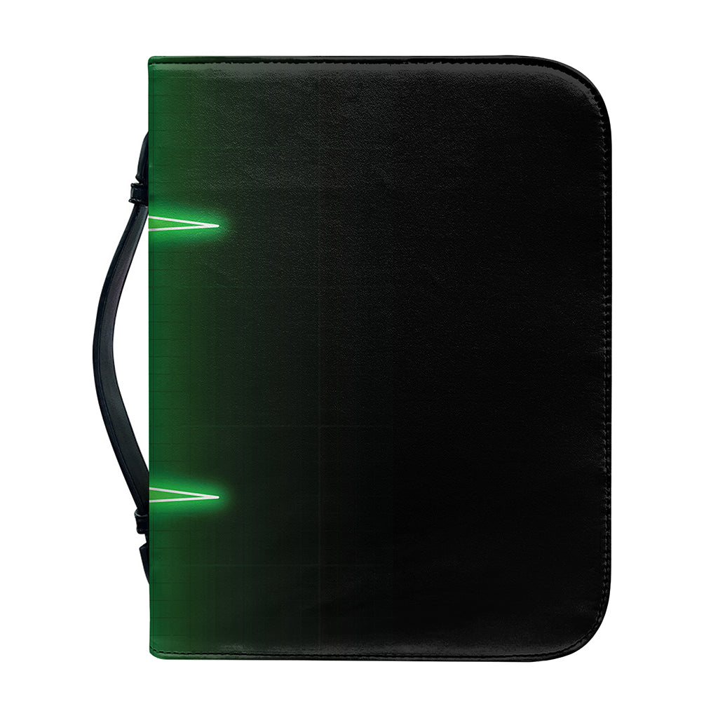 Green Heartbeat Print Leather Bible Cover