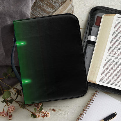 Green Heartbeat Print Leather Bible Cover