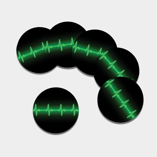 Green Heartbeat Print Leather Coaster Set