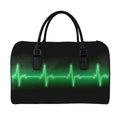 Green Heartbeat Print Leather Duffel Bag