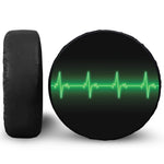 Green Heartbeat Print Leather Spare Tire Cover