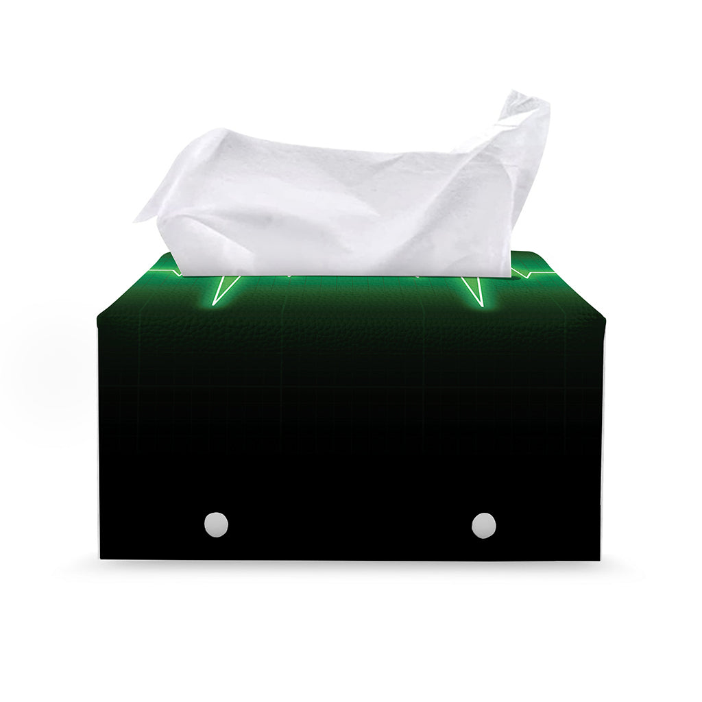 Green Heartbeat Print Leather Tissue Box Cover