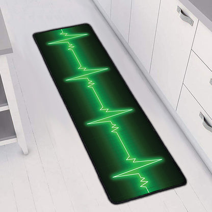 Green Heartbeat Print Long Kitchen Mat