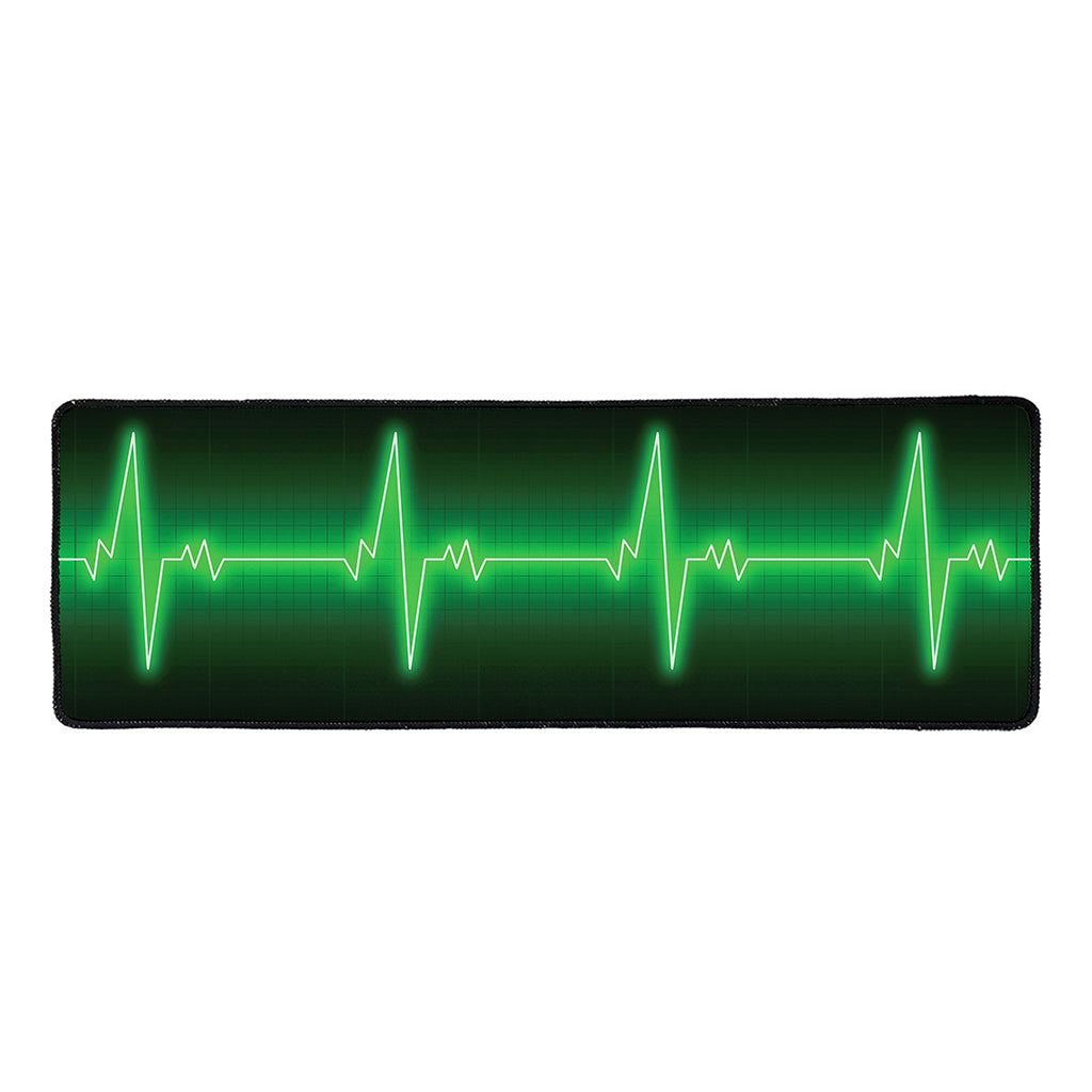 Green Heartbeat Print Long Kitchen Mat
