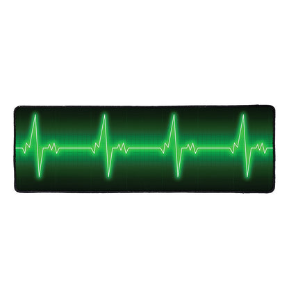 Green Heartbeat Print Long Kitchen Mat