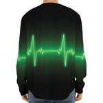 Green Heartbeat Print Long Sleeve Baseball Jersey