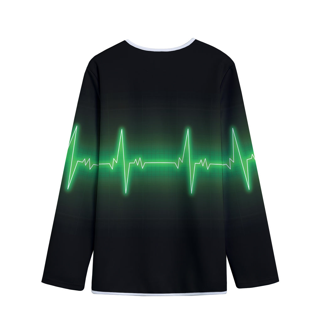 Green Heartbeat Print Long Sleeve Short Coat