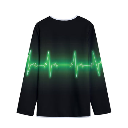 Green Heartbeat Print Long Sleeve Short Coat
