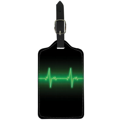 Green Heartbeat Print Luggage Tag