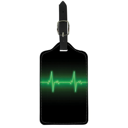 Green Heartbeat Print Luggage Tag