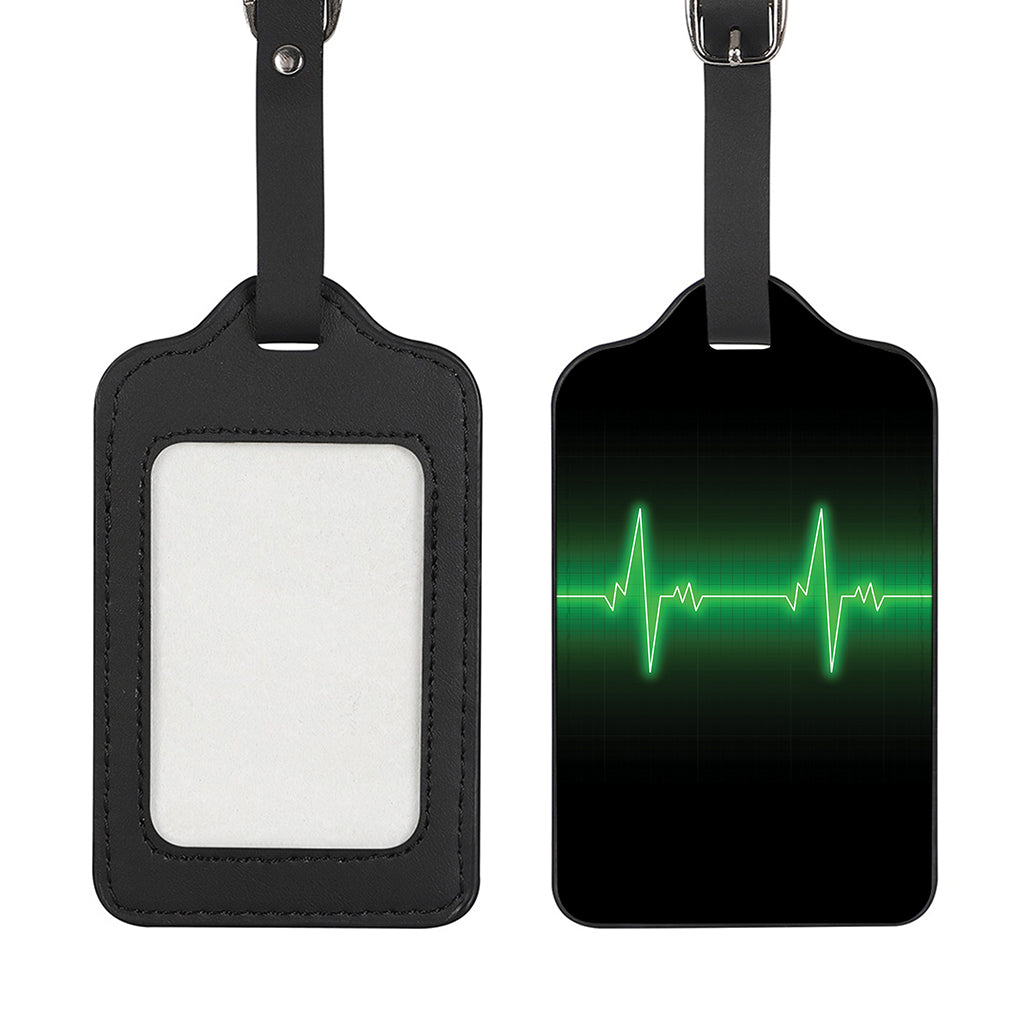 Green Heartbeat Print Luggage Tag