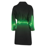 Green Heartbeat Print Men's Bathrobe