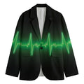 Green Heartbeat Print Men's Blazer
