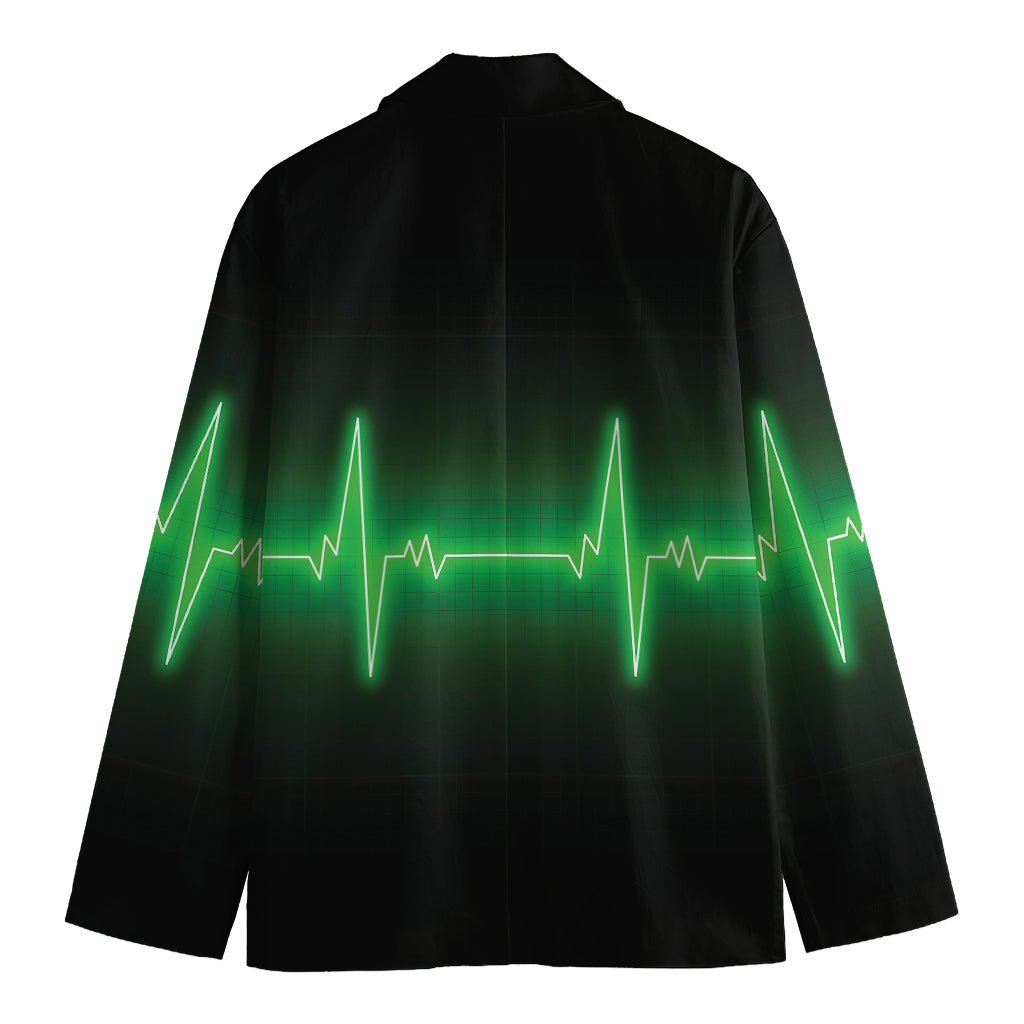 Green Heartbeat Print Men's Blazer
