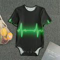 Green Heartbeat Print Men's Bodysuit