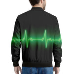 Green Heartbeat Print Men's Bomber Jacket