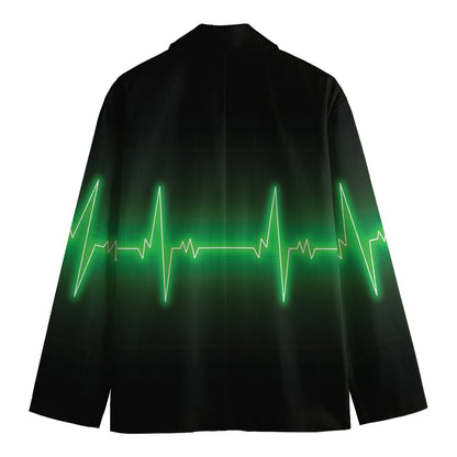 Green Heartbeat Print Men's Cotton Blazer