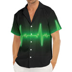 Green Heartbeat Print Men's Deep V-Neck Shirt