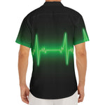 Green Heartbeat Print Men's Deep V-Neck Shirt