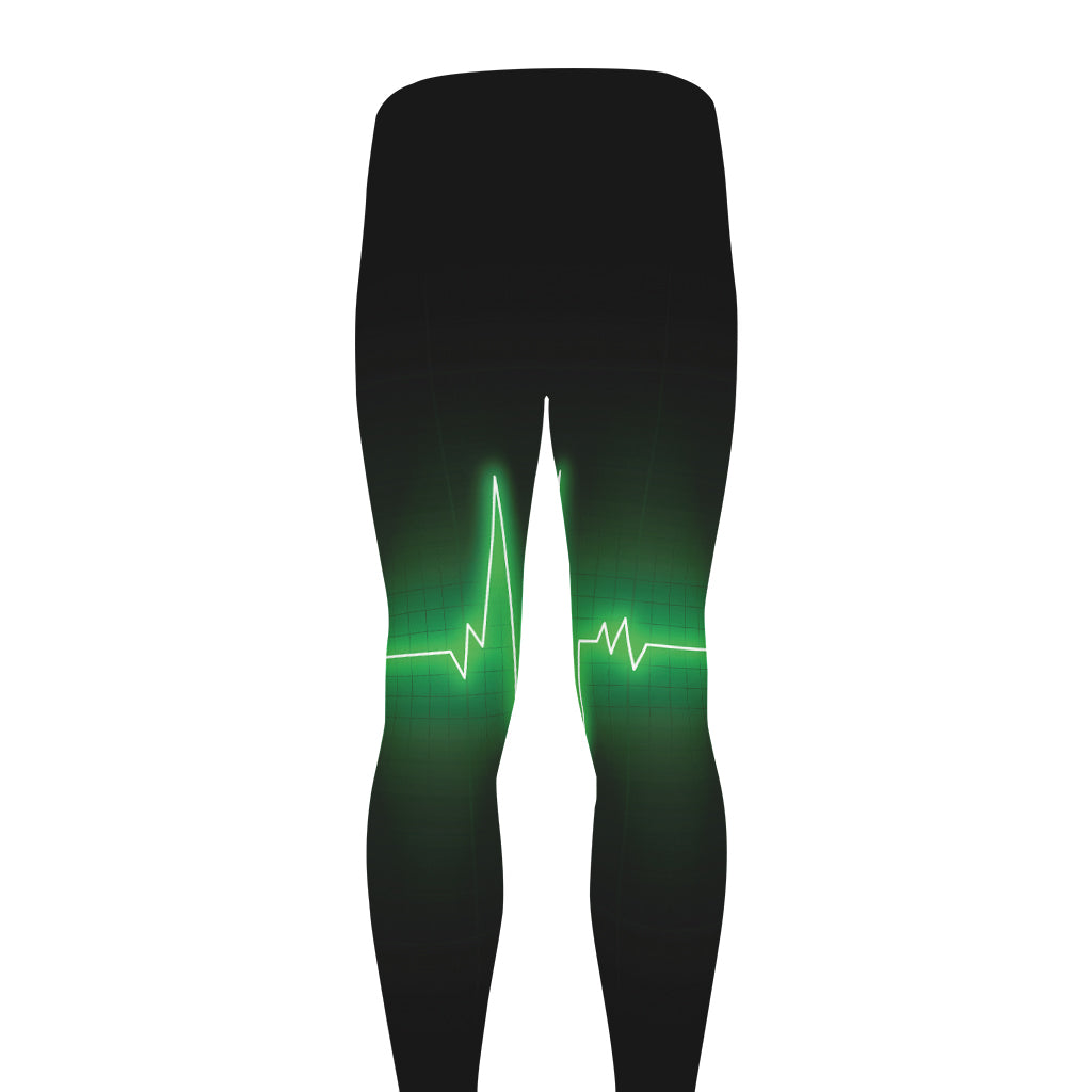 Green Heartbeat Print Men's leggings