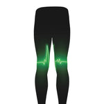 Green Heartbeat Print Men's leggings
